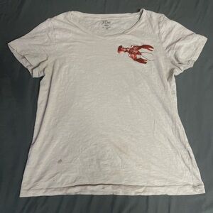 J. Crew White Tee with Red Lobster Graphic